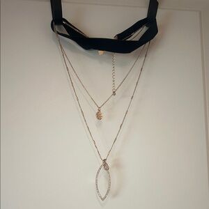 Charming Charlie Gold and Black Layered Necklace